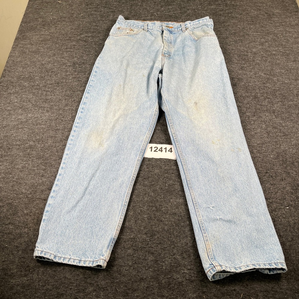 Mens Jeans 34x30 Blue Denim Cotton Light Wash Straight Leg Streetwear Casual